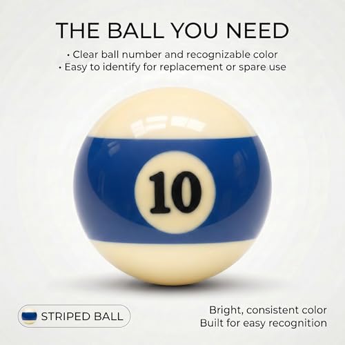 KONLLEN Single Replacement Pool Ball – 2-1/4" Regulation Size & Weight Billiard Ball Made of Phenolic Resin (Choose 1–15 or Cue Ball) - color: #10