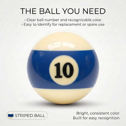 KONLLEN Single Replacement Pool Ball – 2-1/4" Regulation Size & Weight Billiard Ball Made of Phenolic Resin (Choose 1–15 or Cue Ball) - color: #10