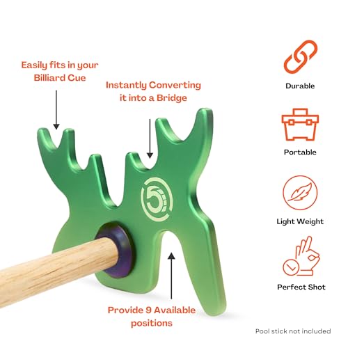 Slip-On Portable Aluminum Moosehead Bridge Cue Rest - color: Green
