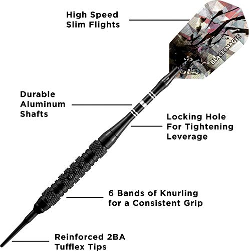 Viper Black Magic Soft Tip Darts, 18 Grams - style: Medium Knurling