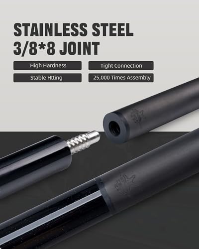 CRICAL Carbon Fiber Pool Cue Stick - 58" Low Deflection Professional Pool Cue with Pro Taper Shaft, 3D Anti-Slip Wrapless Grip, 12.5mm Tip & 3/8x8 Joint Billiard Stick for Enhanced Control & Accuracy - color: CL-PD-Set Black