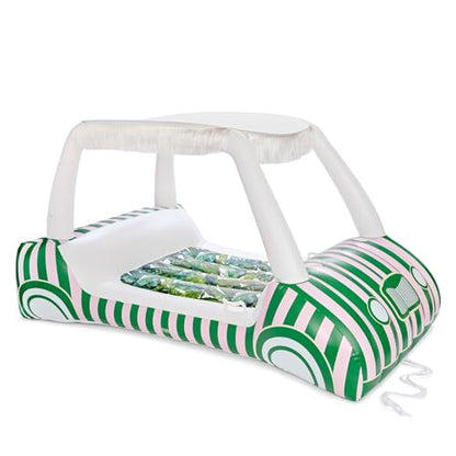 FUNBOY Giant Inflatable Luxury Golf Cart Pool Float, Two Cup Holders, Removable Fringe Shade, Float for Summer Pool Party and Entertainment - color: Palm