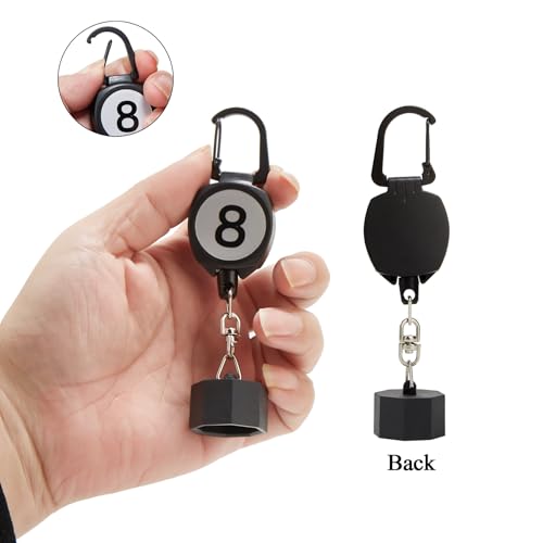 LAKE OF FIRE Billiard Chalk Holder，Pool Chalk Holder with Retractable Key Ring Black - size: Octagon