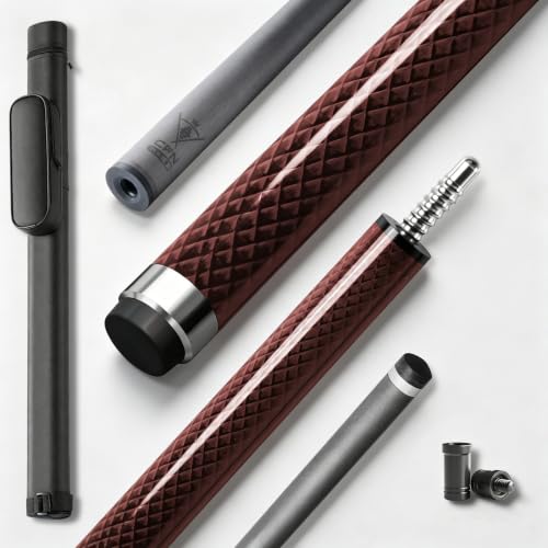 Carbon Fiber Pool Cue Stick - Low Deflection Professional Pool Sticks for Adults, Premium Carbon Shaft Billiard Cue with 3/8-8 Joint, Multi-Layer Tip, Wrapless Grip - color: Agate Red, size: 12.5mm