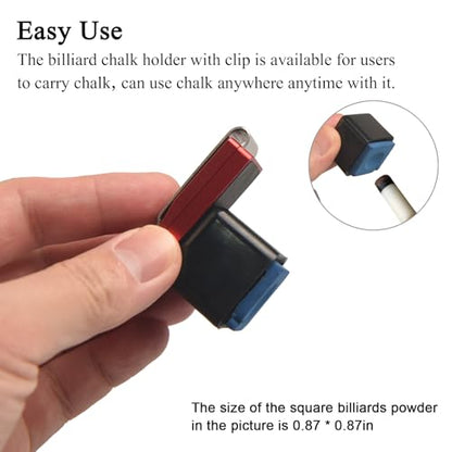LAKE OF FIRE Chalk Holder Pool Billiards, Pool Cue Chalk Holder with Magnetic Belt Clip Snooker Billiard Accessories - color: Red, style: Square