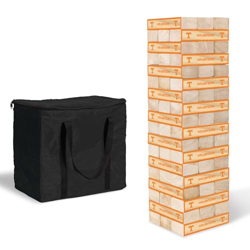 Wild Sports NCAA Giant Stacking Wooden Blocks – Tumbling Tower Classic Family Game Stacks Over 5 ft. High – Great Gift for Any College Football Fan!