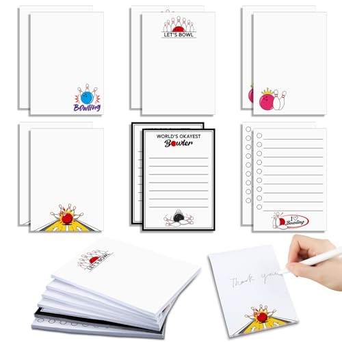 Ctosree 12 Pcs Bowling Gifts Sticky Notes Memo Pads for Bowling Party Favors Decorations Lined Sticky Notes for Daily Use Game Reminders Office Reward Supplies - style: Bowling