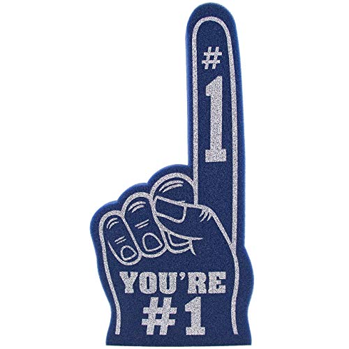 Giant Foam Finger 18 Inch- You're Number 1 Foam Hand for All Occasions - Cheerleading for Sports - Exciting Vibrant Colors use as Celebration Pom Poms- Great for Sports Events Games School Business - color: navy