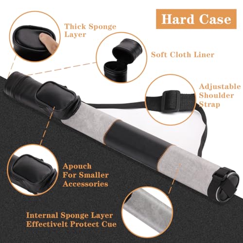 10mm11mm12mm13mm Billiard Pool Cue Stick Set, 20 oz 58 inch Canadian Maple Cue Stick Irish Linen Wrap, Cue Stick for Beginner, Commercial and Home Entertainment - color: 13mm Grey with case