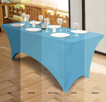 Utopia Kitchen Spandex Tablecloth 2 Pack [6FT, Blue Mist] Tight, Fitted, Washable and Wrinkle Resistant Stretch Rectangular Patio Table Cover for Event, Wedding, Banquet & Parties [72Lx30Wx30H Inch] - color: Blue Mist, size: 6 Feet - 2 Pack