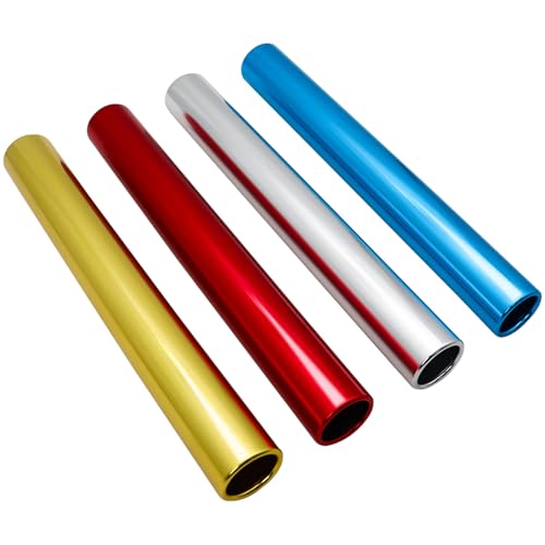 Aluminum Alloy Field Relay Batons for Track and Athletes Runners Outdoor Running Sports Events Baton Race Stick Smooth Hollow Tube Lightweight Durable Design Multi-Color - color: 4Pcs-4 Colors Assorted