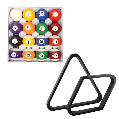 GSE Games & Sports Expert 8-Ball Triangle & 9-Ball Diamond Pool Ball Racks with 2-1/4" Standard Pool Balls, Billiard Balls and Racks Set, Pool Table Accessories (Several Colors Available) - color: Pro Standard Balls, style: Black Racks