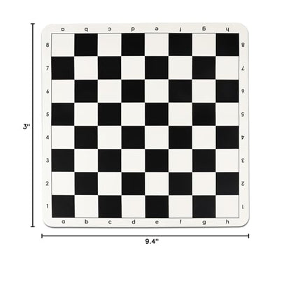 Tournament Chess Board, 20 Inch Silicone Mat, Black and White Squares with Mark - size: Silicone Chess Board Folded