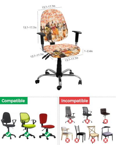Savannan Office Chair Cover, Country Bow Dog Protective Stretch Elastic Universal Cover for Desk Task Chair,Computer Rotating Chair 1 Pcs Autumn Sunflower Maple Leaf
