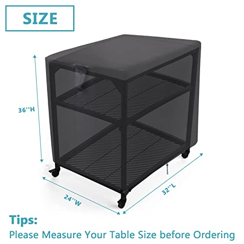Outdoor Prep Table Cover, Waterproof Cover for Ooni Medium Modular Stainless Steel Table, Outside Covers for Ooni Pizza Oven Tables - 32 x 24 x 36 Inch