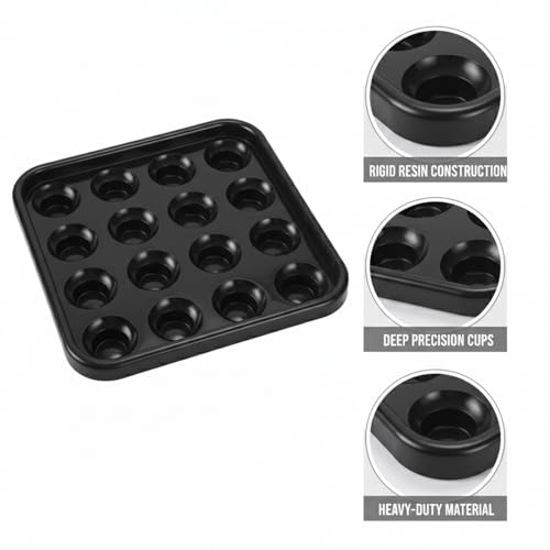 Heavy Resin Pool Ball Rack, Standard 15-Ball Triangle for Billiard Tables, Black