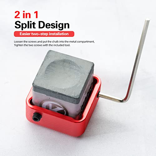 KONLLEN Magnetic Pool Chalk Holder Aluminum Alloy Belt Clip | Portable design, durable metal construction, quick access,metal cue chalk case for pool, snooker and carom - color: Red
