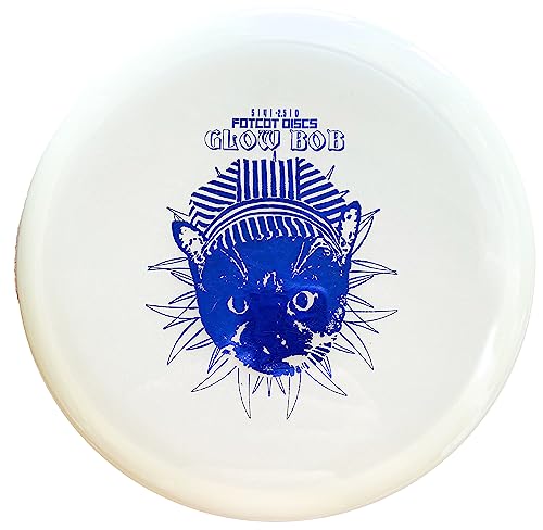 GlowBob Glow in The Dark Midrange Disc Golf Night Light Up Grip PDGA Approved Premium Plastic Recharge Cat Bob Stamp Black Blue Flashlight Combo Packs (GlowBob Blue Stamp)