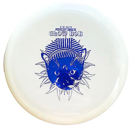 GlowBob Glow in The Dark Midrange Disc Golf Night Light Up Grip PDGA Approved Premium Plastic Recharge Cat Bob Stamp Black Blue Flashlight Combo Packs (GlowBob Blue Stamp)
