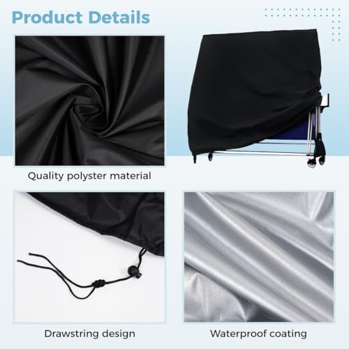 Ping Pong Table Cover, Waterproof 210D Polyester Taffeta, Fits Regulation Size Tables, All Weather Protection, 72.83 x 64.96 x 27.55in