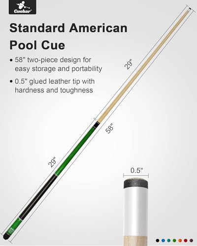 Set of 4 58" 2-Piece Pool Cue Sticks - 4 Distinct Colors, 18-21Oz | Weights 18,19,20,21 oz. Imitation leather grip. For adults/men/women, house bar/league play, or self-use/gift - color: Purple+Red+Green+Black