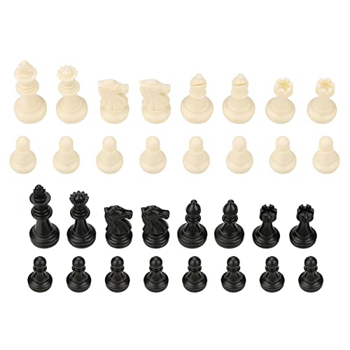 Tournament Chess Set 32 Black & White Pieces 1.93Inch 49mm Tall Standard Replacement Plastic Chessmen Without Checkerboard