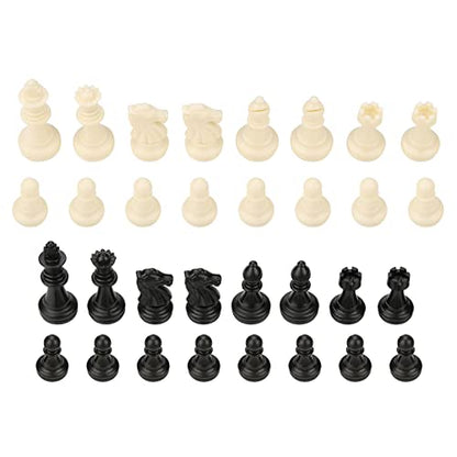 Tournament Chess Set 32 Black & White Pieces 1.93Inch 49mm Tall Standard Replacement Plastic Chessmen Without Checkerboard