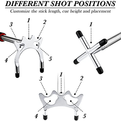 Skylety Retractable Billiards Cue Snooker Pool Bridge Stick with 3 Pieces Removable Bridge Head, Snooker Set Billiards Pool Cue Accessory for Pool Table - color: Silver