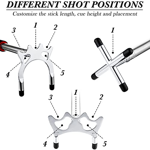 Skylety Retractable Billiards Cue Snooker Pool Bridge Stick with 3 Pieces Removable Bridge Head, Snooker Set Billiards Pool Cue Accessory for Pool Table - color: Silver