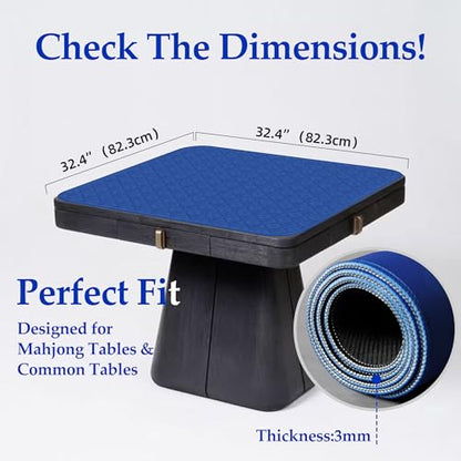 Blue Mahjong Mat for Table, American Mahjong Mat, 32.4x32.4 in 3MM Non-Slip Noise-Reducing Neoprene Table Cover with Carrying Bag for Mah Jongg, Poker, Card Games and Dominoes (Dark Blue) - color: Dark Blue