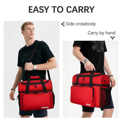 Goloni 2 Balls Bowling Bag with Ball Holder - Fits Bowling Shoes Up to Mens Size 16 and Accessories - color: Red