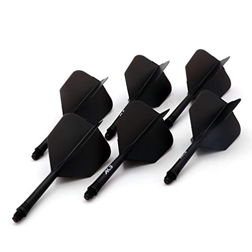 CUESOUL 6 Pieces ROST Integrated Dart Shaft and Flights - color: Shaft Length 28mm-Big Wing Shape-All Black