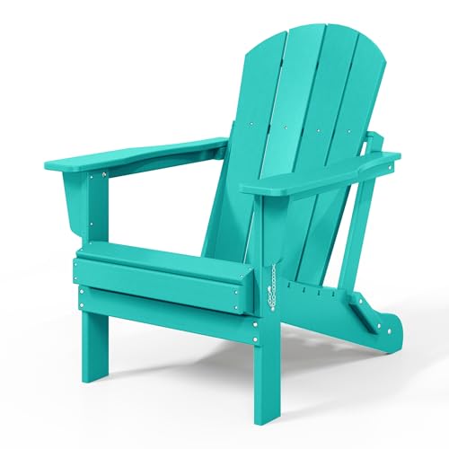 WestinTrends Malibu 2 Piece Set Outdoor Folding Poly Adirondack Chair, Turquoise - color: Turquoise, size: 2 Chair