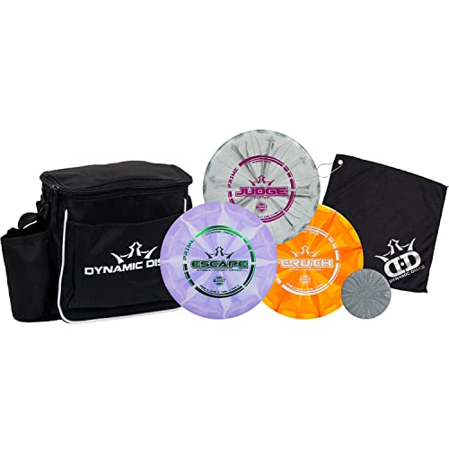 Dynamic Discs 3-Disc Golf Set with Bag | 1x Putter, Midrange & Driver + Cadet Shoulder Bag | Frisbee Golf Discs Set | Great for Beginners | Ideal Gifts & Accessories for Men w/Towel & Mini (Black) - color: Black