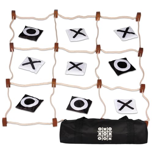Giant Tic Tac Toe Outdoor Games, Bean Bag Toss for Kids and Adults, 4Ft x 4Ft, Large Backyard Family Game, No Assembly, Indoor Outdoor Play, Portable Giant Lawn Games, Instant Setup - color: White & Black