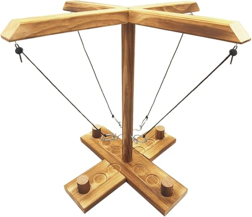 Hook and Ring Game, Large Ring Toss Game for Adults, Tabletop Games, Wooden Interactive Game for Family, Party,Bar - style: The pieces are below