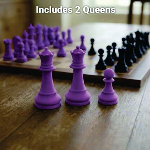 Staunton Chess Pieces Half Set, 17 Purple Pieces, 3.75" King | Made in USA - color: Purple