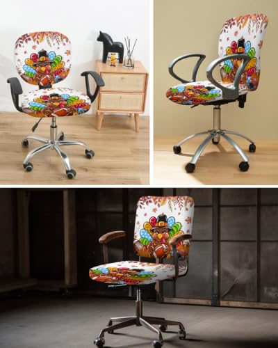 Savannan Office Chair Cover, Thanksgiving Cute Turkey Protective Stretch Elastic Universal Cover for Desk Task Chair,Computer Rotating Chair 1 Pcs Autumn Maple Leaves