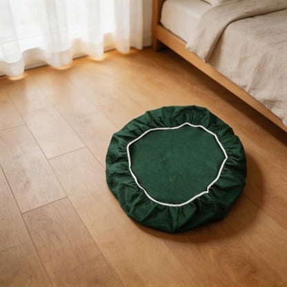 Round Felt Table 36-48 Inch Tables, Elastic Gaming Mat with Cashmere Texture, Waterproof Tablecloth Poker Board Games, Green(Black) - color: Black