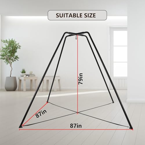 HOTJUMP Swing Stand for Kids, 330LBS Heavy Duty Metal Swings Frame for Backyard Indoor, Anti-Rust and All Weather Resistance, Saucer Swing -NOT Included Black - color: Black