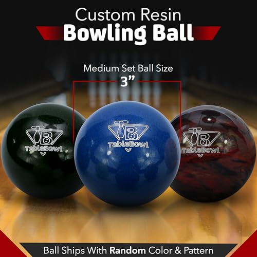 Premium Shuffleboard Bowling Pin Set – Full-Size Regulation 7” or 5.5” Hardwood Pins, Pinsetter, Resin Bowling Ball – Pro Shuffleboard Table Accessory for Family Game Rooms - size: Medium