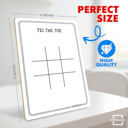 SCRIBBLEDO Tic Tac Toe Game Dry Erase Board 9x6 Inch Double-Sided Whiteboard Reusable Classroom Learning Tool Fun Drawing Writing Table Games for Seniors Small Board for Home & School