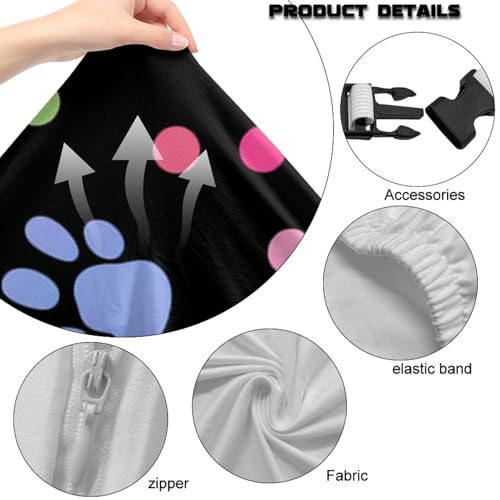 Stretchable Office Chair Covers with Armrest Covers Colorful Paw Prints Gaming Chair Cover Cat Scratch Proof Spandex Rotating Boss Chair Slipcovers Easy to Install with Long Zipper - color: Colorful Paw Prints