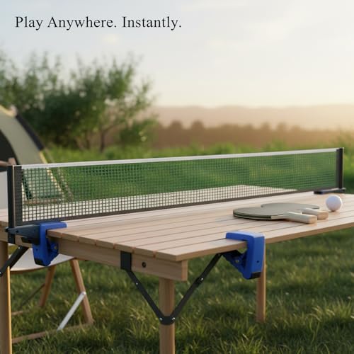 Retractable Table Tennis Net Set, Portable Clip-On Ping Pong Net for Any Flat Surface, Tool-Free Setup with Durable Plastic Construction - color: Gray