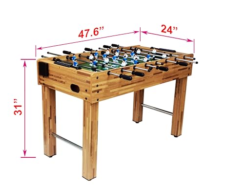 48” Foosball Table, Indoor Soccer Table Game with Steel Rods for Adults & Kids, Wooden Football Table for Family Game Room, Man Cave, Finished in MDF - color: Wood