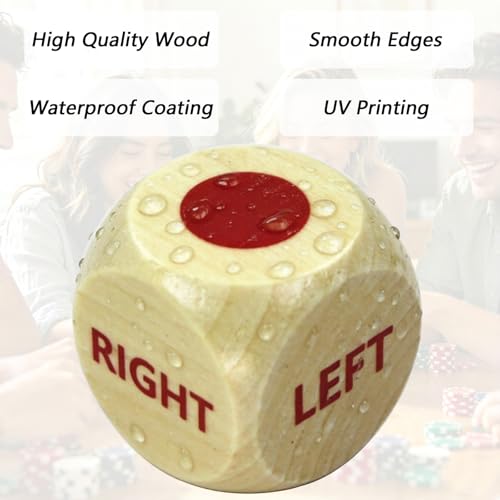 Left Right Dice Games Dice Set Toys Board Table Games for Adults Teens Kids Family Party Travel Thanksgiving Christmas Stocking Stuffers Gamer Fun Gifts (Red) - color: Red