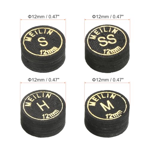 PATIKIL Pool Cue Tips Kit, Multiple Layer Pool Billiard Cue Tips Laminated Glue-on Snooker Stick Tip Billiard Accessories - size: 12mm