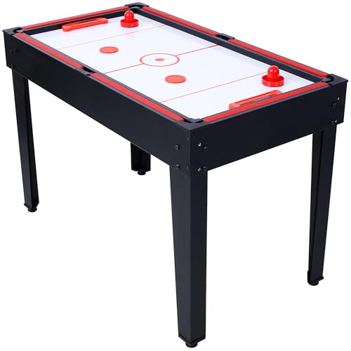 5-in-1 Combo Game Table Set for Home, Game Room, Friends & Family - with Billiards, Push Hockey, Foosball, Ping Pong, and Basketball - Black + Red