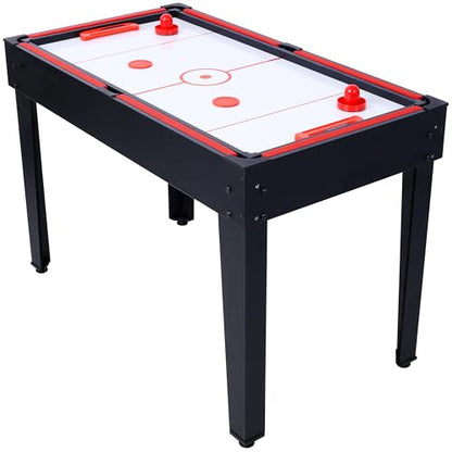 5-in-1 Combo Game Table Set for Home, Game Room, Friends & Family - with Billiards, Push Hockey, Foosball, Ping Pong, and Basketball - Black + Red