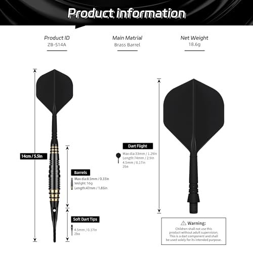 CyeeLife Professional Soft Tip Darts Set 18 Grams with 30 Extra Dart Tips and Gift Storage Box,Darts Plastic Tip
